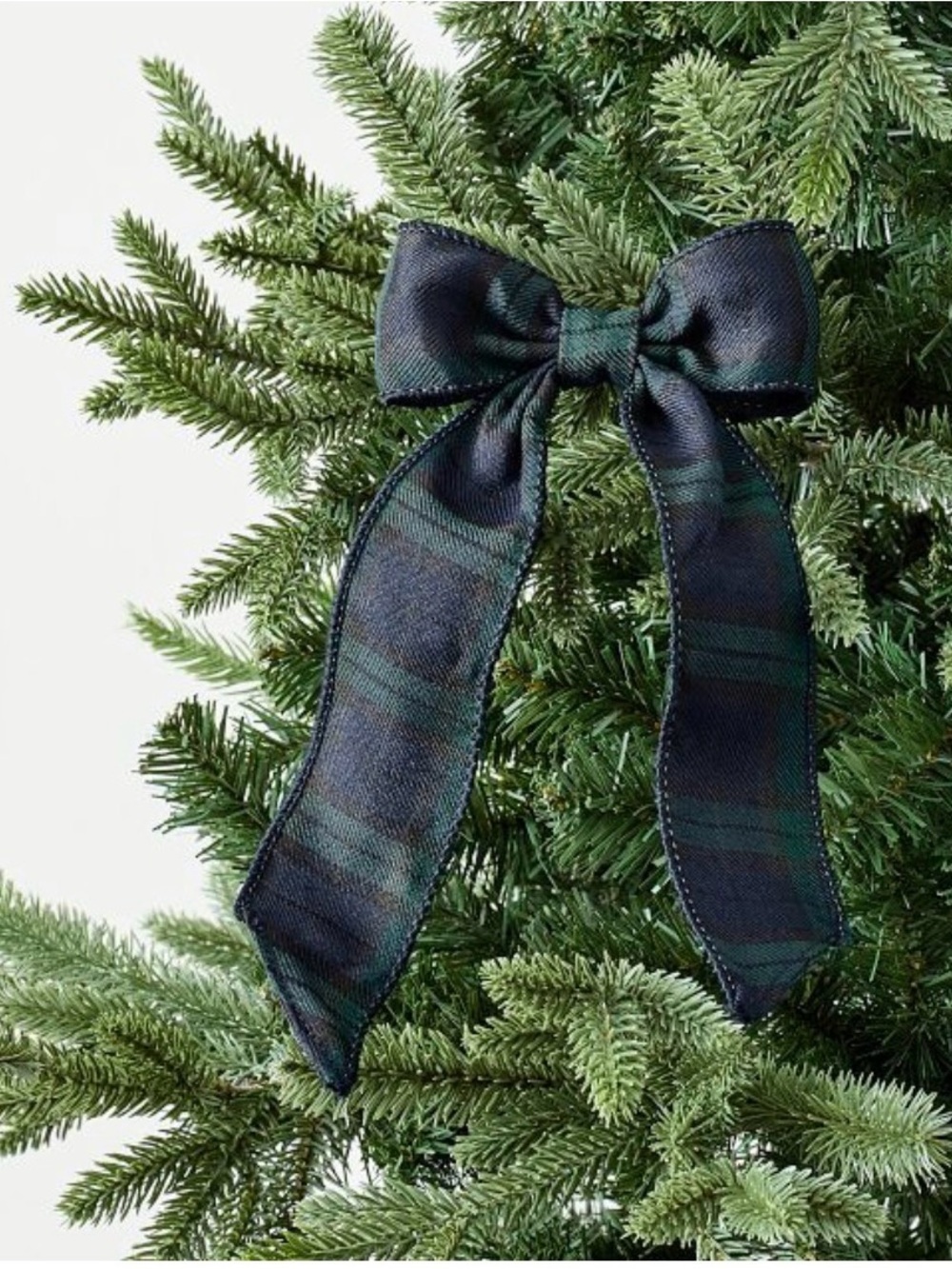 Set of 6 Pottery Bar Plaid Bow Clip Holiday Ornament